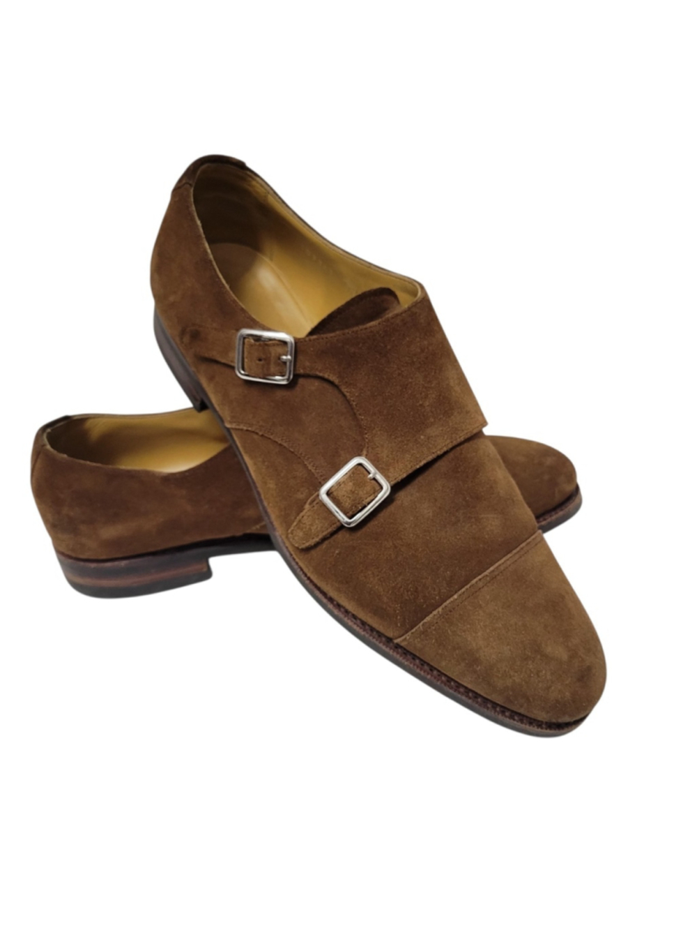 MEERMIN Brown Suede Double Monk Strap Rubber Sole Shoes Style 101341 Men's 9.5M